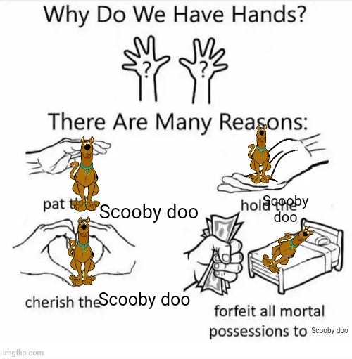 Why do we have hands? (all blank) | Scooby doo; Scooby doo; Scooby doo; Scooby doo | image tagged in why do we have hands all blank | made w/ Imgflip meme maker