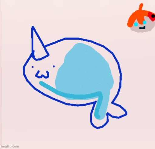 Something I drew on roblox speed draw. A narwhale and tartaglia lolol | made w/ Imgflip meme maker