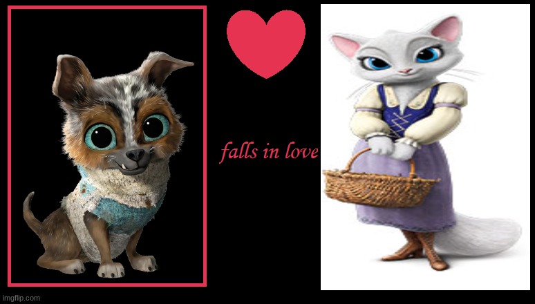 if perrito fell in love with dulcinea | image tagged in what if a character falls in love | made w/ Imgflip meme maker