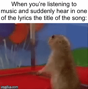 *vibing* Oh wait thats the title! | When you’re listening to music and suddenly hear in one of the lyrics the title of the song: | image tagged in gifs,memes,funny,relatable,music,surprised | made w/ Imgflip video-to-gif maker
