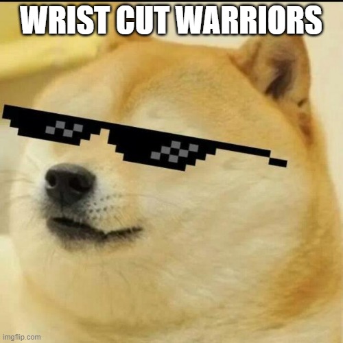 Sunglass Doge | WRIST CUT WARRIORS | image tagged in sunglass doge | made w/ Imgflip meme maker