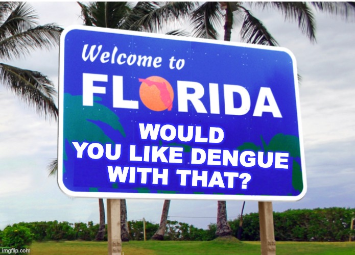 Welcome to Florida | WOULD YOU LIKE DENGUE WITH THAT? | image tagged in welcome to florida | made w/ Imgflip meme maker