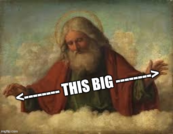 god | <-------- THIS BIG --------> | image tagged in god | made w/ Imgflip meme maker