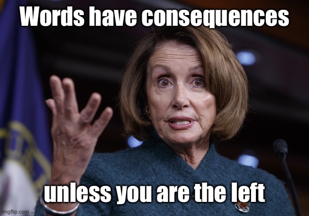 Good old Nancy Pelosi | Words have consequences unless you are the left | image tagged in good old nancy pelosi | made w/ Imgflip meme maker