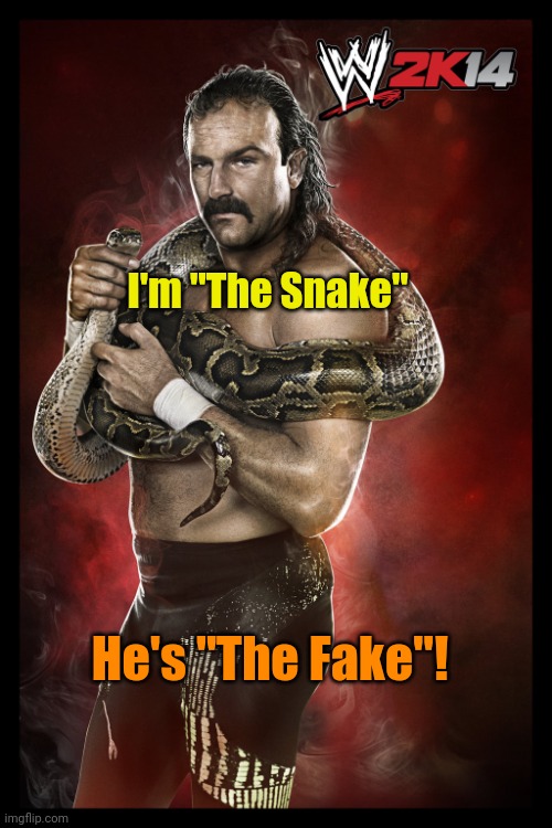 jake the snake | I'm "The Snake" He's "The Fake"! | image tagged in jake the snake | made w/ Imgflip meme maker