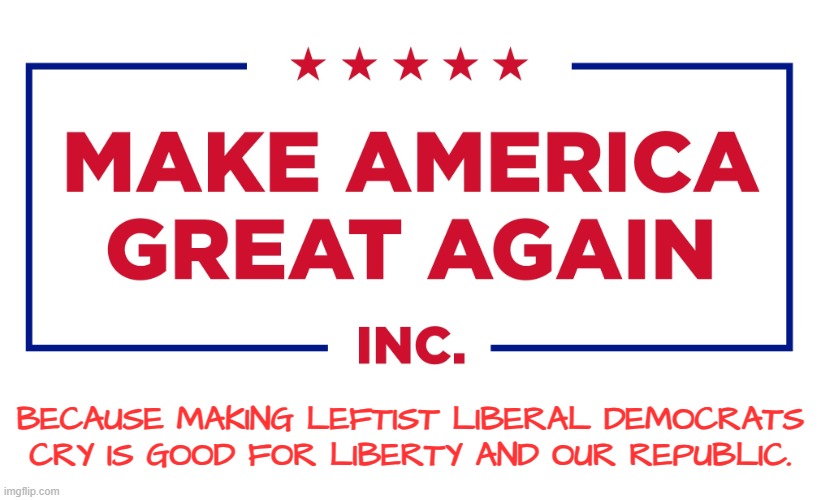 BECAUSE MAKING LEFTIST LIBERAL DEMOCRATS CRY IS GOOD FOR LIBERTY AND OUR REPUBLIC. | made w/ Imgflip meme maker