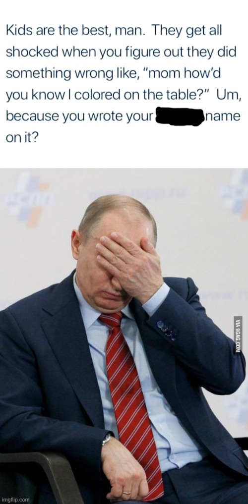 Putin Facepalm | image tagged in putin facepalm,kids,coloring,table,name | made w/ Imgflip meme maker