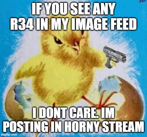 badass chick | IF YOU SEE ANY R34 IN MY IMAGE FEED; I DONT CARE. IM POSTING IN HORNY STREAM | image tagged in badass chick | made w/ Imgflip meme maker