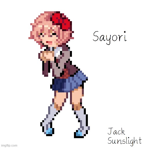 So I found a pixel sprite of Sayori as a Pokémon trainer. M's prob gonna flip | made w/ Imgflip meme maker