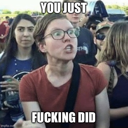 Gender outrage | YOU JUST FUCKING DID | image tagged in gender outrage | made w/ Imgflip meme maker