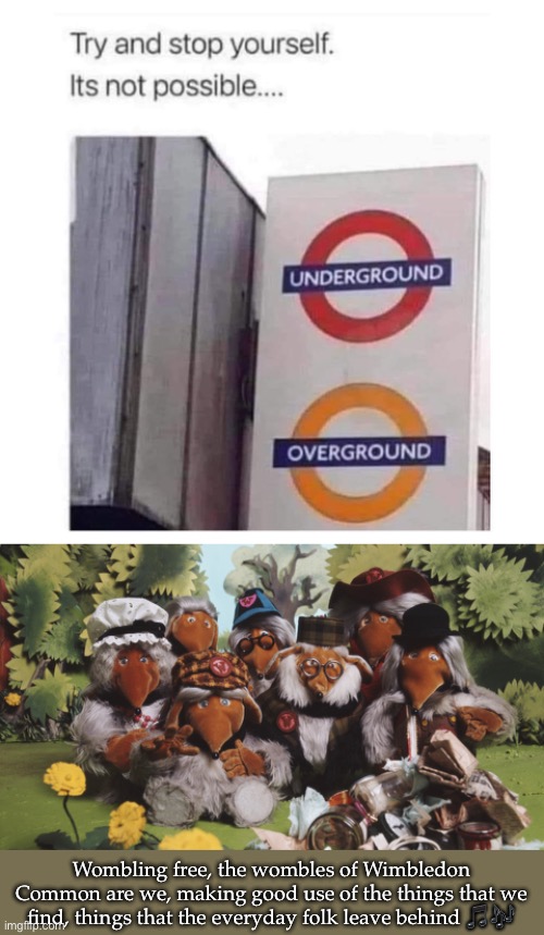 The Wombles | Wombling free, the wombles of Wimbledon Common are we, making good use of the things that we find, things that the everyday folk leave behind 🎵🎶 | image tagged in wombles,wimbledon,rubbish,recycling,song,singing | made w/ Imgflip meme maker