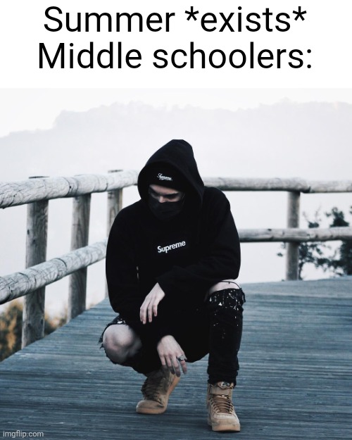 Meme #2,218 | Summer *exists*
Middle schoolers: | image tagged in memes,summer,hot,black,so true,why | made w/ Imgflip meme maker