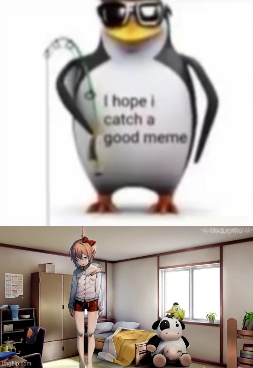 image tagged in i hope i catch a good meme,sayori hanging doki doki | made w/ Imgflip meme maker