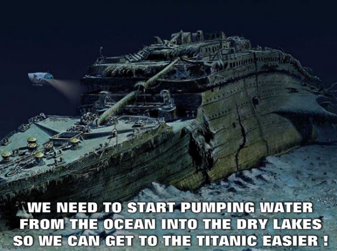 image tagged in titanic,submarine,titan,ocean,water,lakes | made w/ Imgflip meme maker