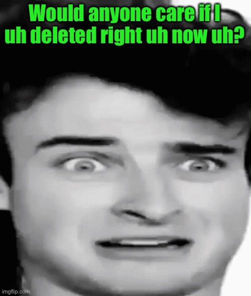 disgusted | Would anyone care if I uh deleted right uh now uh? | image tagged in disgusted | made w/ Imgflip meme maker