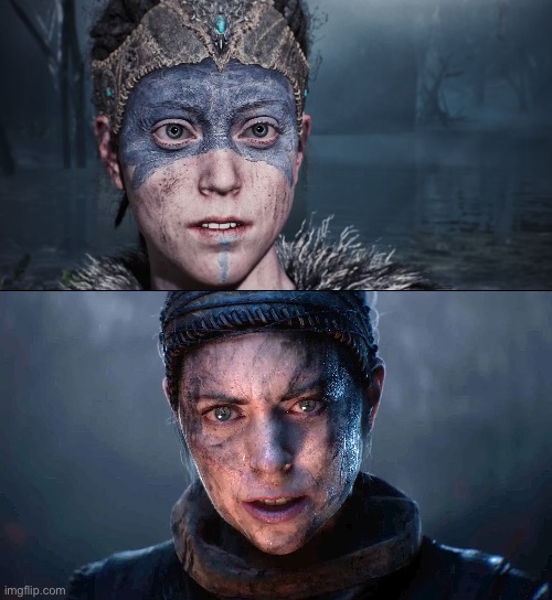 Hellblade 2 definitely looks like it was made 7 years later | made w/ Imgflip meme maker