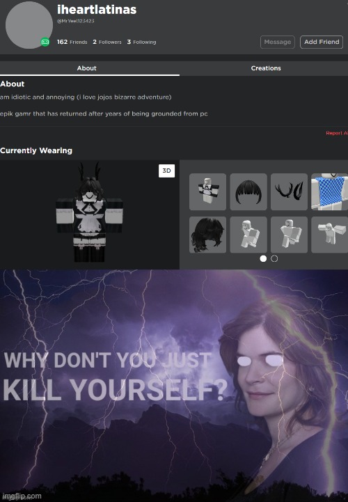 image tagged in why don't you just kill yourself marie | made w/ Imgflip meme maker