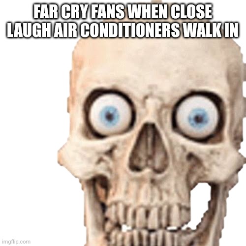 Goofy ahh shitty skull | FAR CRY FANS WHEN CLOSE LAUGH AIR CONDITIONERS WALK IN | image tagged in goofy ahh shitty skull | made w/ Imgflip meme maker