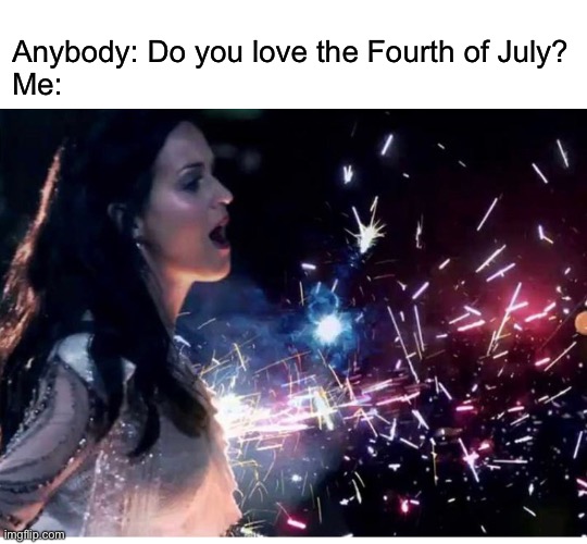 Baby, I’m a Firework | Anybody: Do you love the Fourth of July?
Me: | image tagged in meme,fourth of july,katy perry meme,america the beautiful,firework meme | made w/ Imgflip meme maker