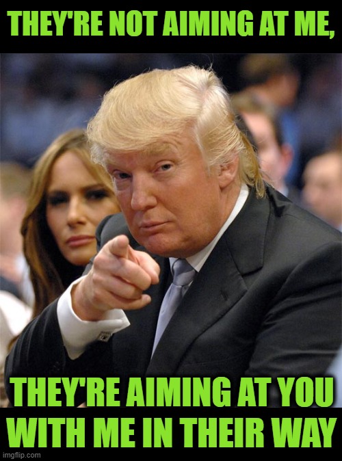 ICYMI | THEY'RE NOT AIMING AT ME, WITH ME IN THEIR WAY THEY'RE AIMING AT YOU | image tagged in trump,democrats | made w/ Imgflip meme maker
