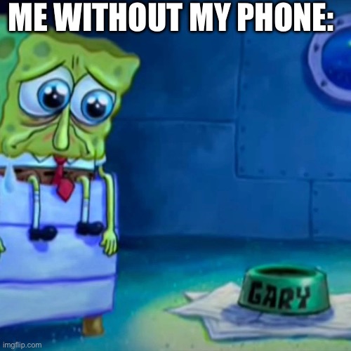 Gary Come Home | ME WITHOUT MY PHONE: | image tagged in gary come home | made w/ Imgflip meme maker