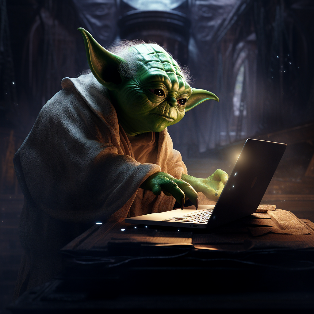 High Quality Yoda working laptop Blank Meme Template