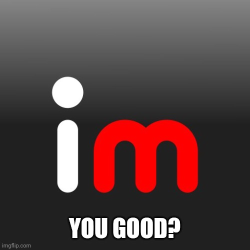 Imgflip Logo | YOU GOOD? | image tagged in imgflip logo | made w/ Imgflip meme maker