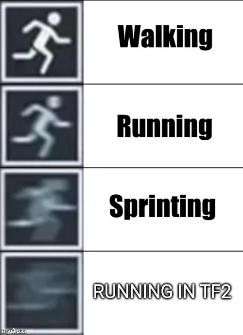 *tf2 goofy ahh skedaddleing* | RUNNING IN TF2 | image tagged in very fast,tf2 | made w/ Imgflip meme maker