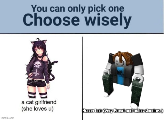 2 Options | Bacon hair (Very Smart and hates slenders.) | image tagged in choose wisely | made w/ Imgflip meme maker