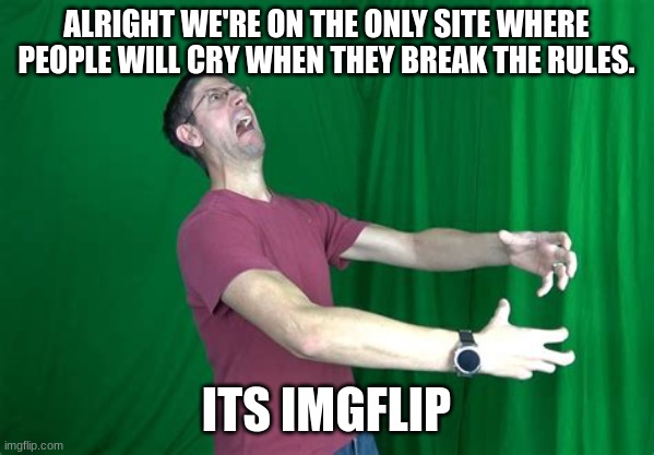 Graystillplays rage. | ALRIGHT WE'RE ON THE ONLY SITE WHERE PEOPLE WILL CRY WHEN THEY BREAK THE RULES. ITS IMGFLIP | image tagged in graystillplays rage | made w/ Imgflip meme maker