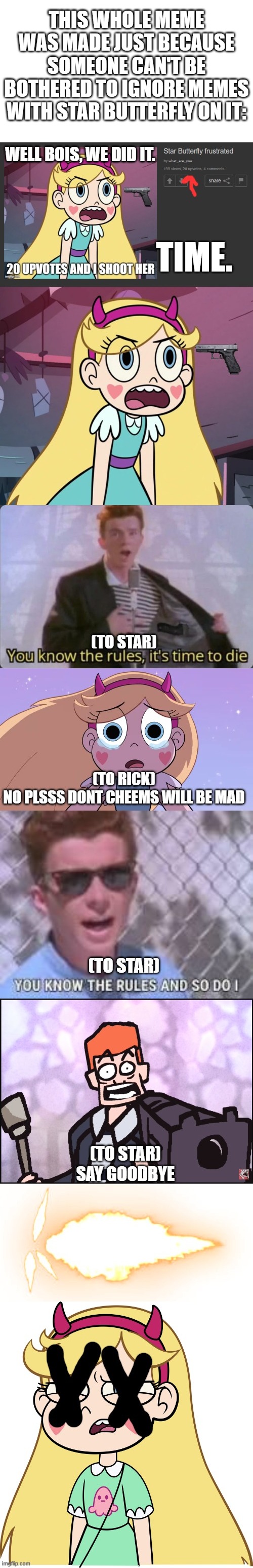 Can people stop making these kind of memes towards Cheems? | THIS WHOLE MEME WAS MADE JUST BECAUSE SOMEONE CAN'T BE BOTHERED TO IGNORE MEMES WITH STAR BUTTERFLY ON IT: | image tagged in what are you sucks,star butterfly | made w/ Imgflip meme maker