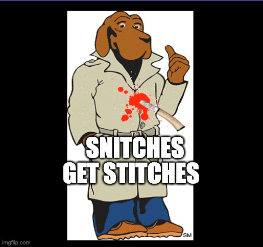 Fuff McGruff | SNITCHES; GET STITCHES | image tagged in memes,too damn high | made w/ Imgflip meme maker