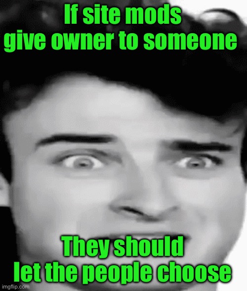 disgusted | If site mods give owner to someone; They should let the people choose | image tagged in disgusted | made w/ Imgflip meme maker