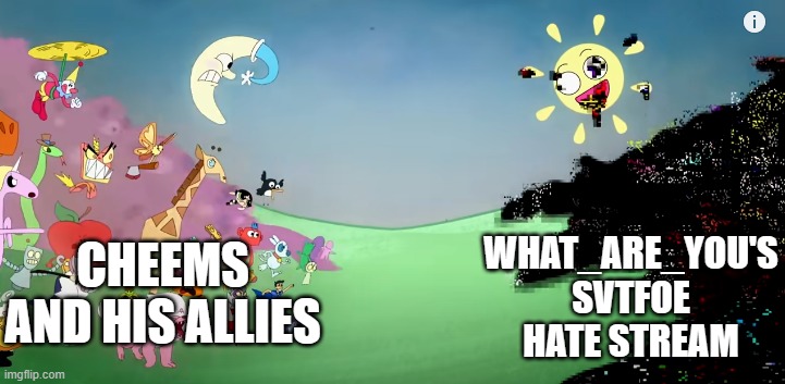 We ain't letting that guy shoot Star! | WHAT_ARE_YOU'S SVTFOE HATE STREAM; CHEEMS AND HIS ALLIES | image tagged in pibby fighting the glitch,svtfoe,justacheemsdoge,imgflip cold war,what are you is fake,svtfoe is a masterpiece | made w/ Imgflip meme maker