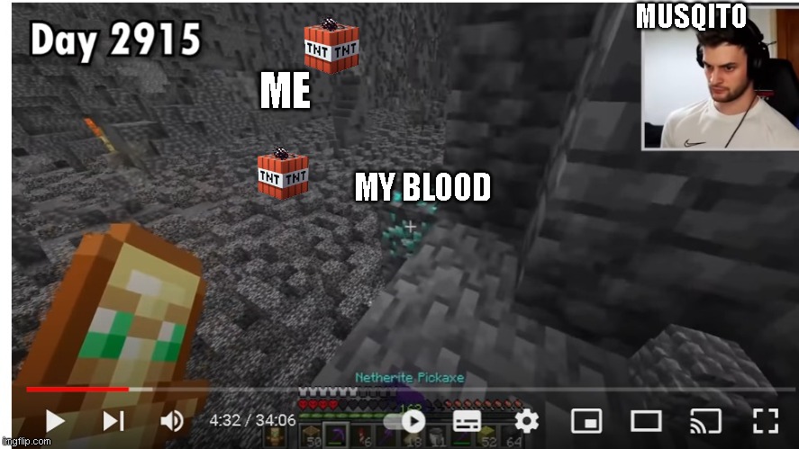 MUSQITO; ME; MY BLOOD | image tagged in minecraft | made w/ Imgflip meme maker
