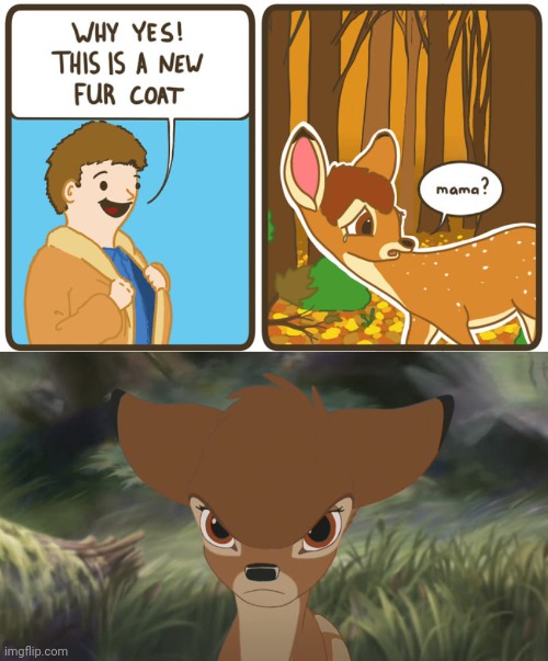 Fur coat | image tagged in angry bambi,bambi,fur coat,comics,comics/cartoons,memes | made w/ Imgflip meme maker