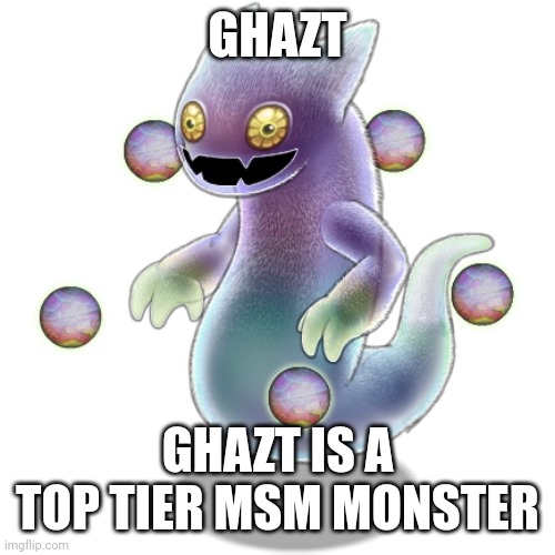 Ghazt | GHAZT; GHAZT IS A TOP TIER MSM MONSTER | image tagged in ghazt | made w/ Imgflip meme maker