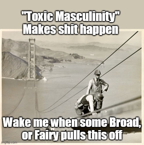 They need to LOSE that term | "Toxic Masculinity"
Makes shit happen; Wake me when some Broad, or Fairy pulls this off | image tagged in toxic masculinity meme | made w/ Imgflip meme maker