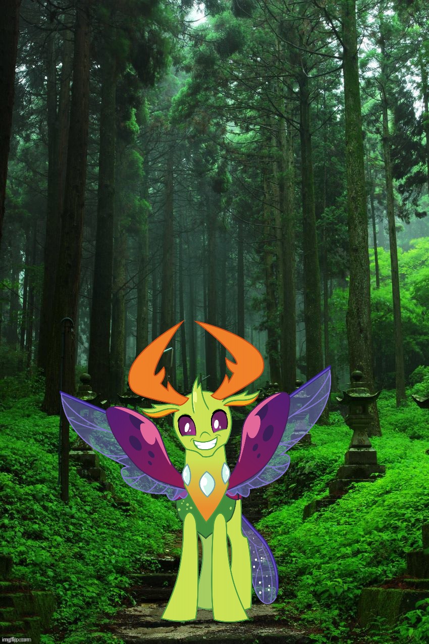 Thorax in Forest | image tagged in thorax,real life,my little pony | made w/ Imgflip meme maker
