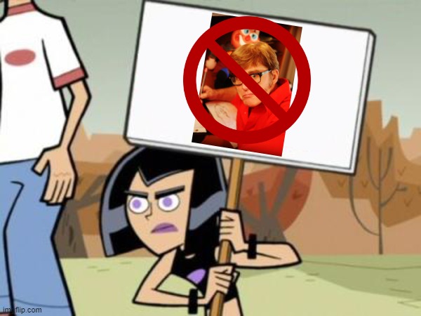 John K. sucks (Are you sure you want this man to bring back ren and stimpy?) | image tagged in sam's protest template danny phantom,john kricfalusi,ren and stimpy,nickelodeon,john k | made w/ Imgflip meme maker