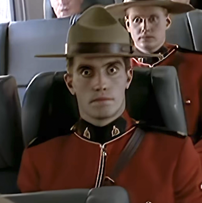 High Quality Scared Mountie Blank Meme Template