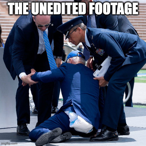 The unedited footage | THE UNEDITED FOOTAGE | image tagged in biden diaper | made w/ Imgflip meme maker