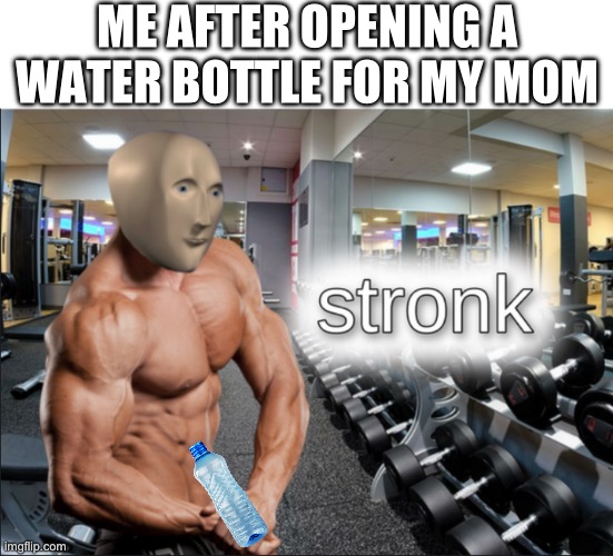 Stronk | ME AFTER OPENING A WATER BOTTLE FOR MY MOM | image tagged in stronks,meme man stronk,water bottle,funny | made w/ Imgflip meme maker
