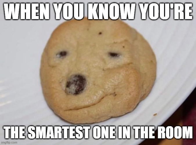 Smartest in the room | WHEN YOU KNOW YOU'RE; THE SMARTEST ONE IN THE ROOM | image tagged in funny food | made w/ Imgflip meme maker