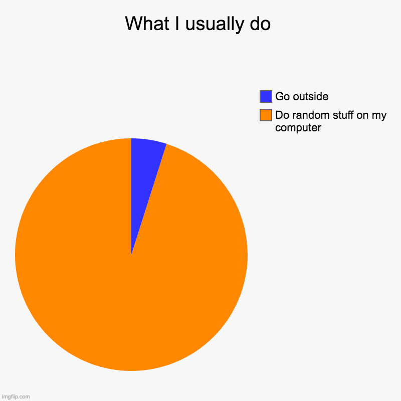 My life in a nutshell | What I usually do | Do random stuff on my computer, Go outside | image tagged in charts,pie charts,outside,my life,life,computer | made w/ Imgflip chart maker