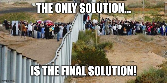 Believe Me, I Wish it Weren't So | THE ONLY SOLUTION... IS THE FINAL SOLUTION! | image tagged in border invasion | made w/ Imgflip meme maker