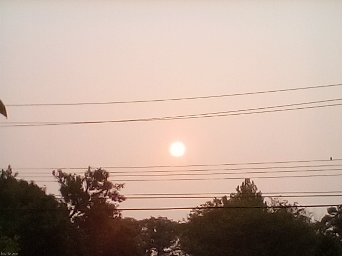 Can't believe this was near a month ago, Bronx morning haze from the Canadian forest fires | image tagged in june 7 2023,wed 708am,bronx ny,haze from canada wildfires,the camera of my tablet isn't geat but so what,it did look like this | made w/ Imgflip meme maker