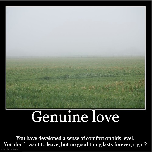 Genuine love; You have developed a sense of comfort on this level. You don´t want to leave, but no good thing lasts forever, right? | made w/ Imgflip meme maker
