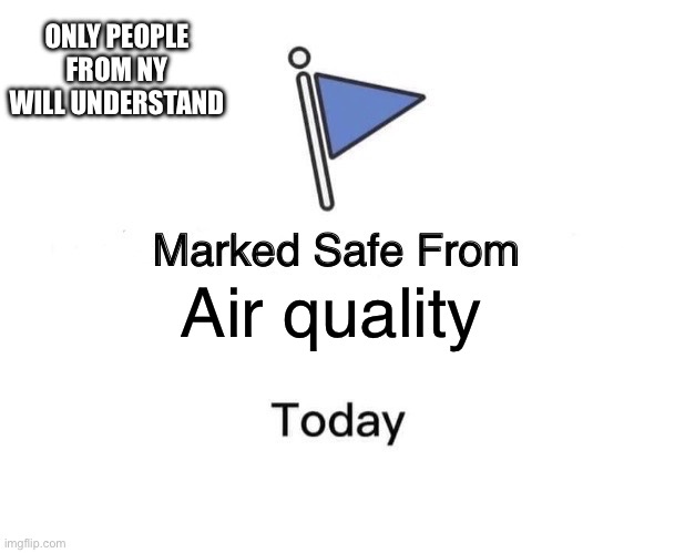 Marked Safe From Meme | ONLY PEOPLE FROM NY WILL UNDERSTAND; Air quality | image tagged in memes,marked safe from | made w/ Imgflip meme maker