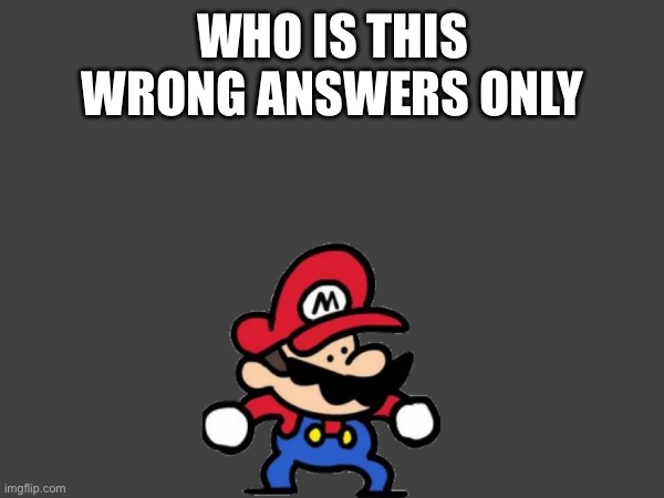 (Insert title here) | WHO IS THIS
WRONG ANSWERS ONLY | image tagged in wrong answers only,terminalmontage,mario,memes | made w/ Imgflip meme maker